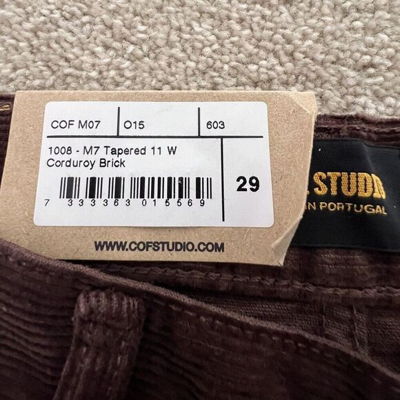 COF Studio M7/29 Men’s Brown Corduroy Jeans Pants‎ Tapered - Picture 7 of 9